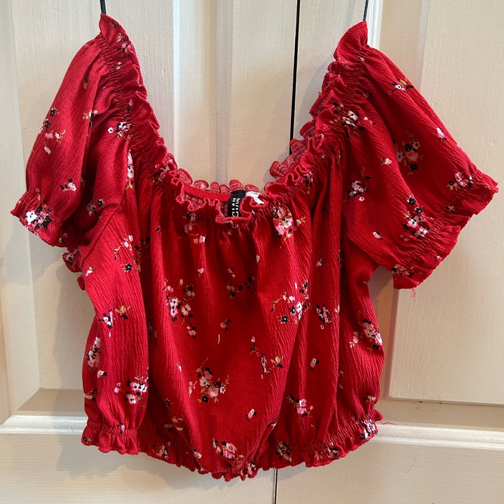 Divided red crop top